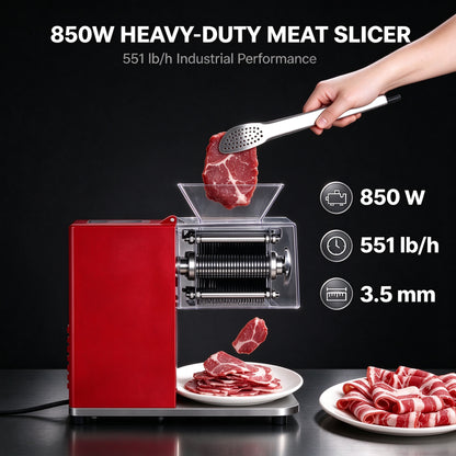850W Commercial Meat Cutter Machine, 551 lb/h Heavy-Duty Stainless Steel Meat Slicer 3.5mm Blade, 3-in-1 Industrial Meat Cutting Machine for Butcher Shop Deli Restaurant